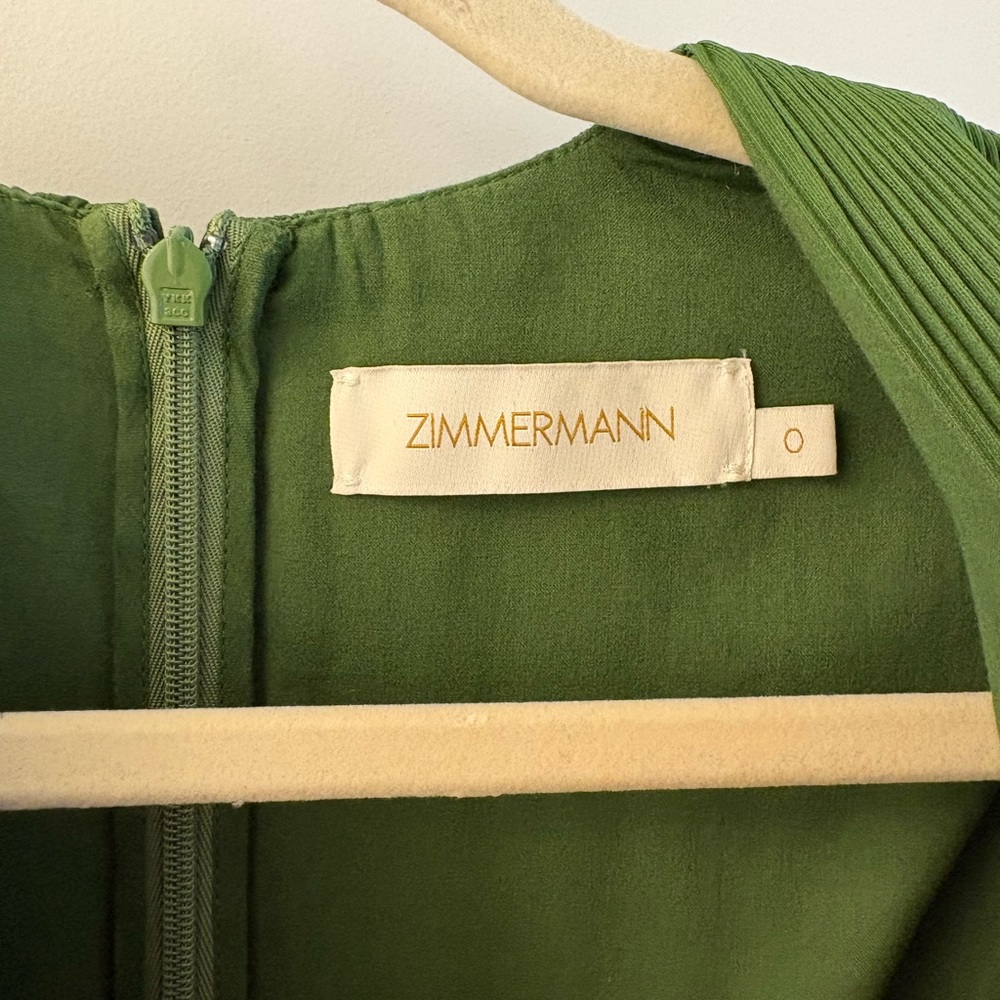 Zimmermann Olive Green Puff-Sleeve Tiered Maxi Dress - Picture 2 of 3